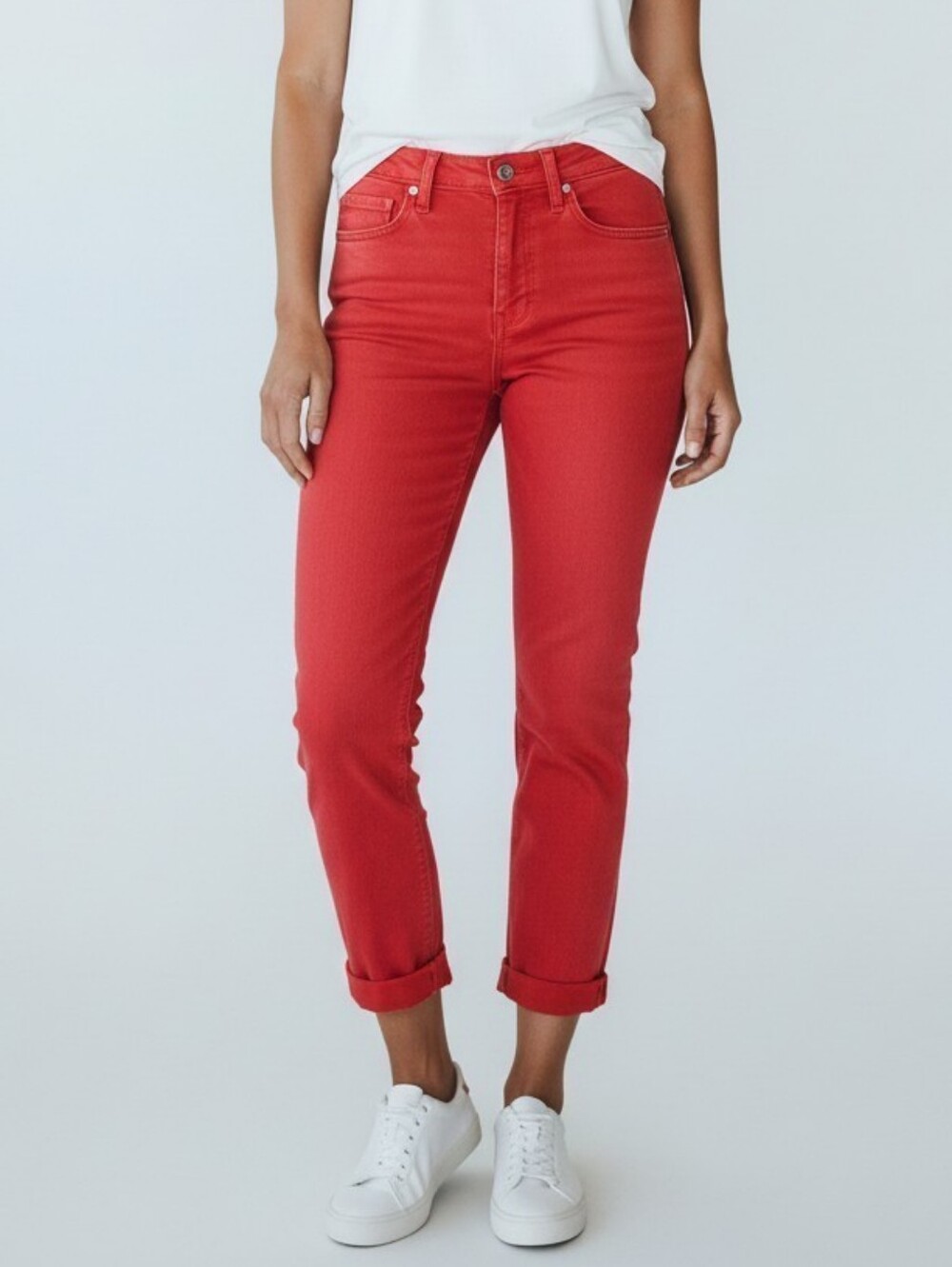 Calvin Klein Jeans Coral Red Orangd Ankle Slim Skinny Crop Jeans Women's Size 2